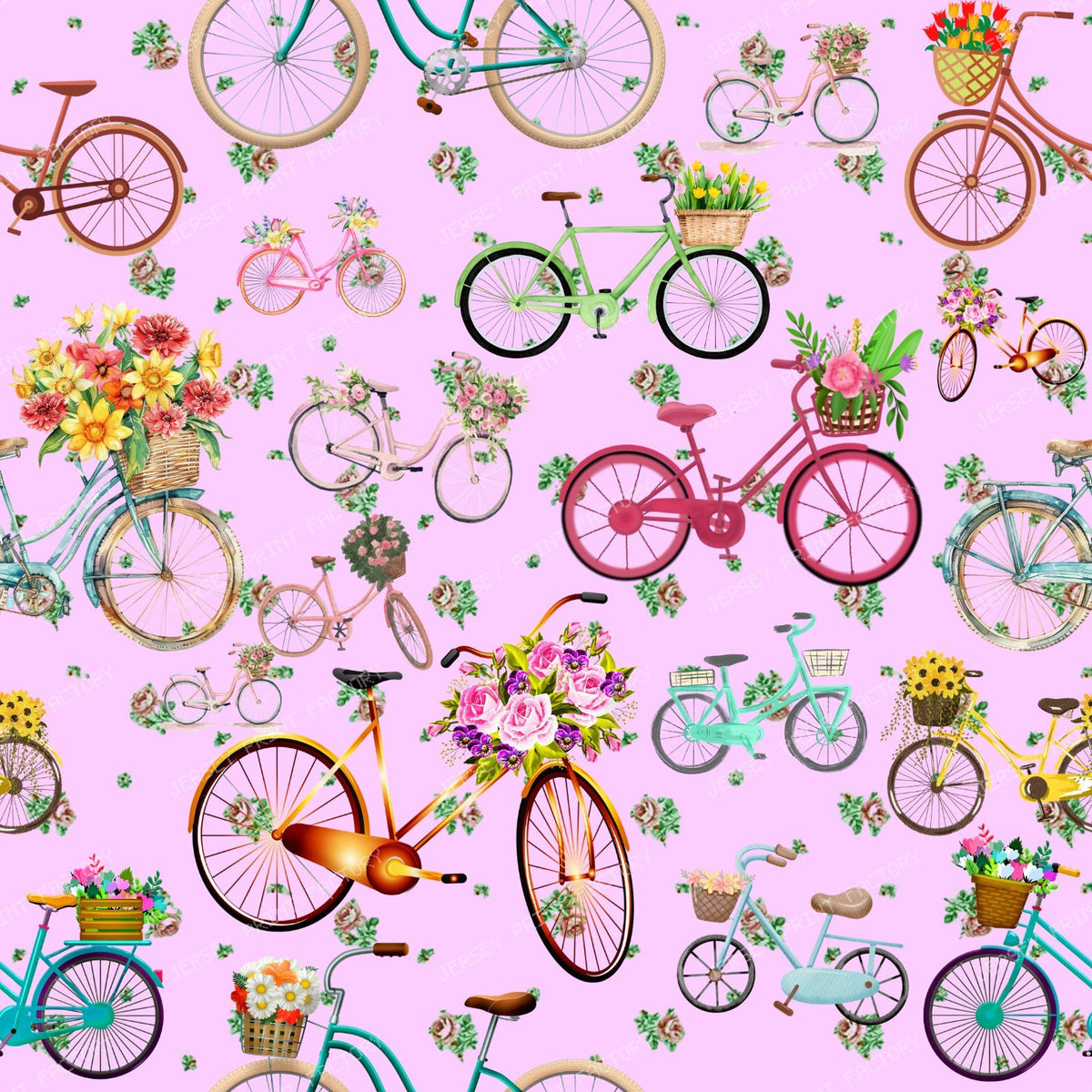Pedal Bikes and Flower Baskets Tea Roses Dark Bubblegum Pink