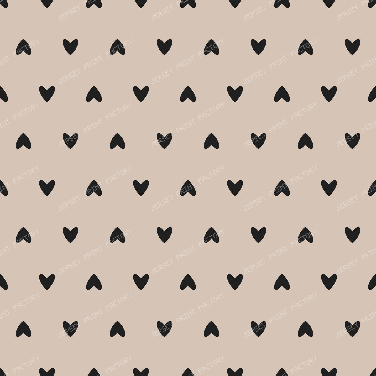 Polka Hearts White — Black Beige