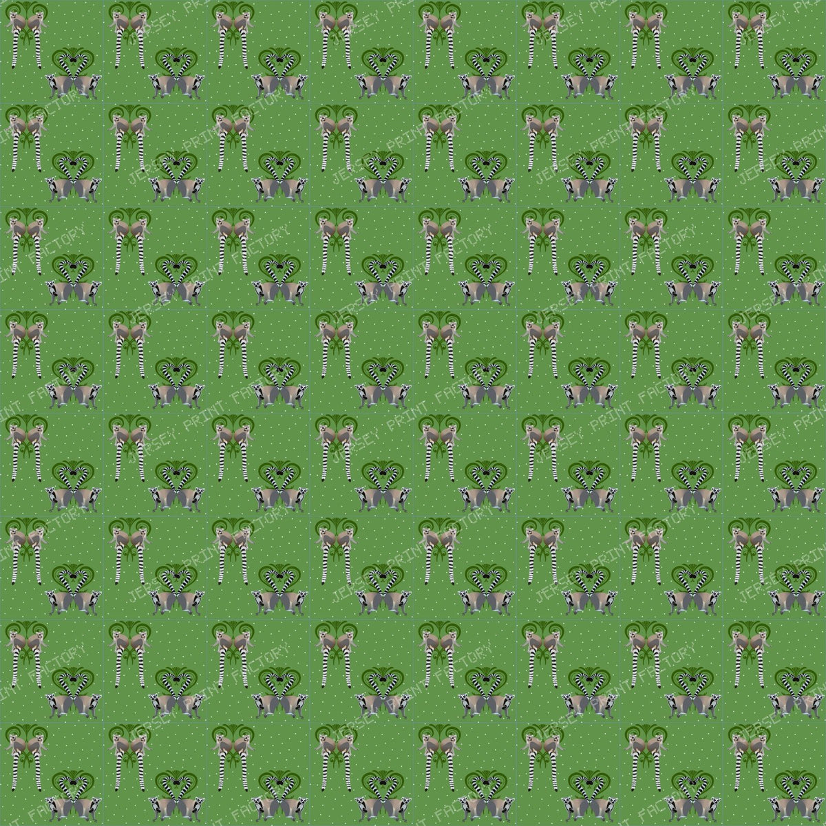 Lemurs in Love on Medium Green