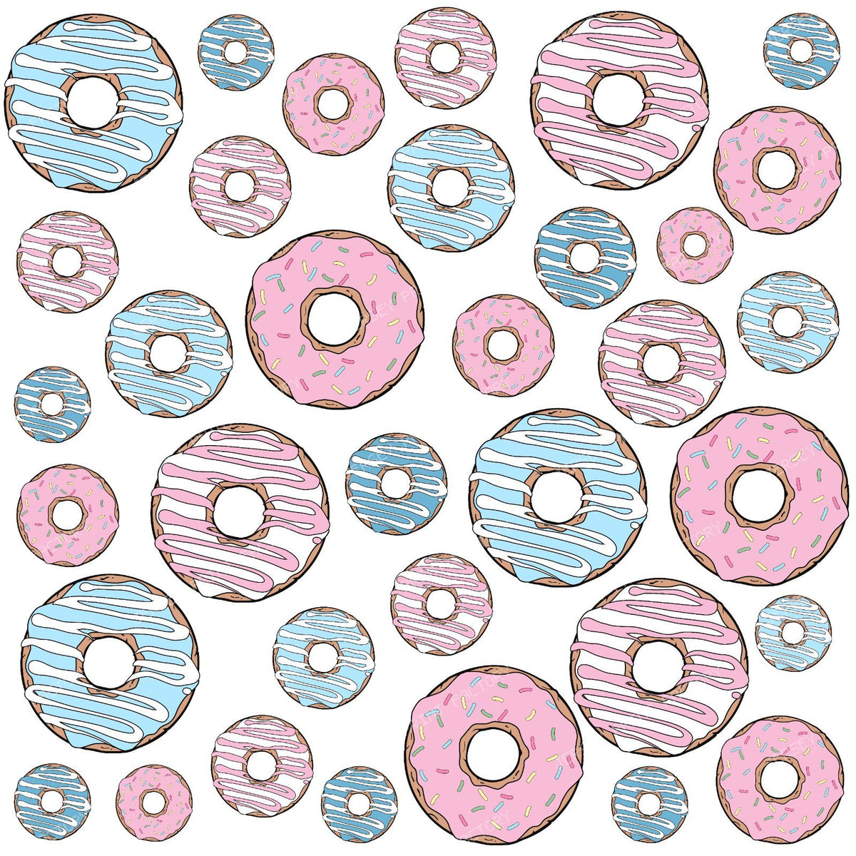 Donut Pattern, Chocolate Donuts, Caramel Donuts — Pink and Blue