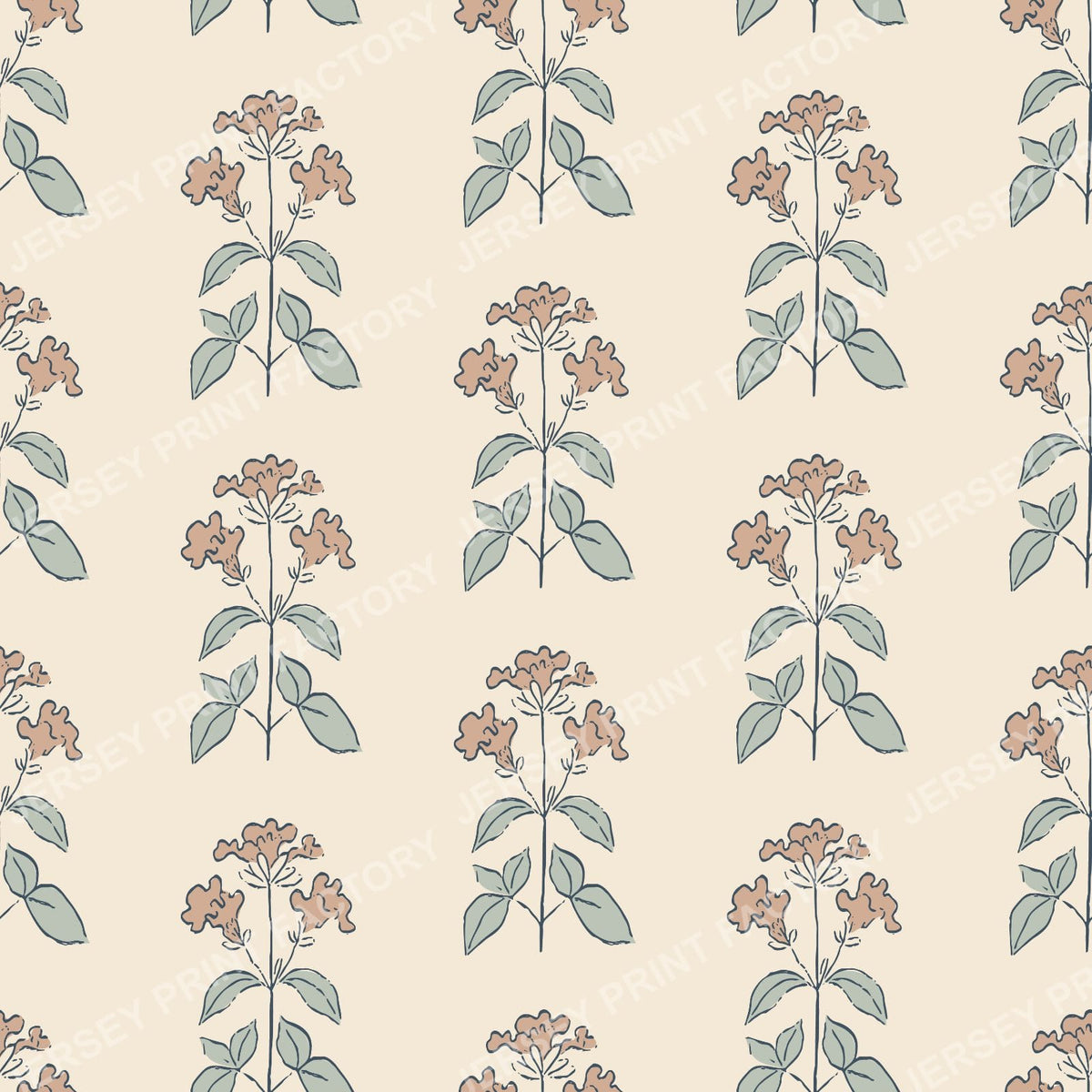Vintage Block Print Sprigs Terracotta