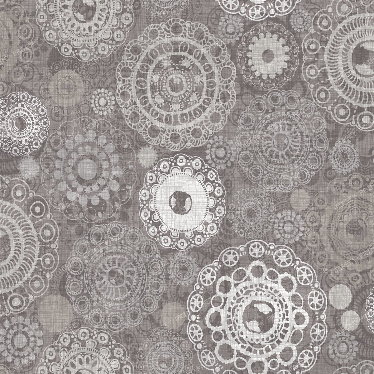 Vintage Ornamental Circles texturised taupe