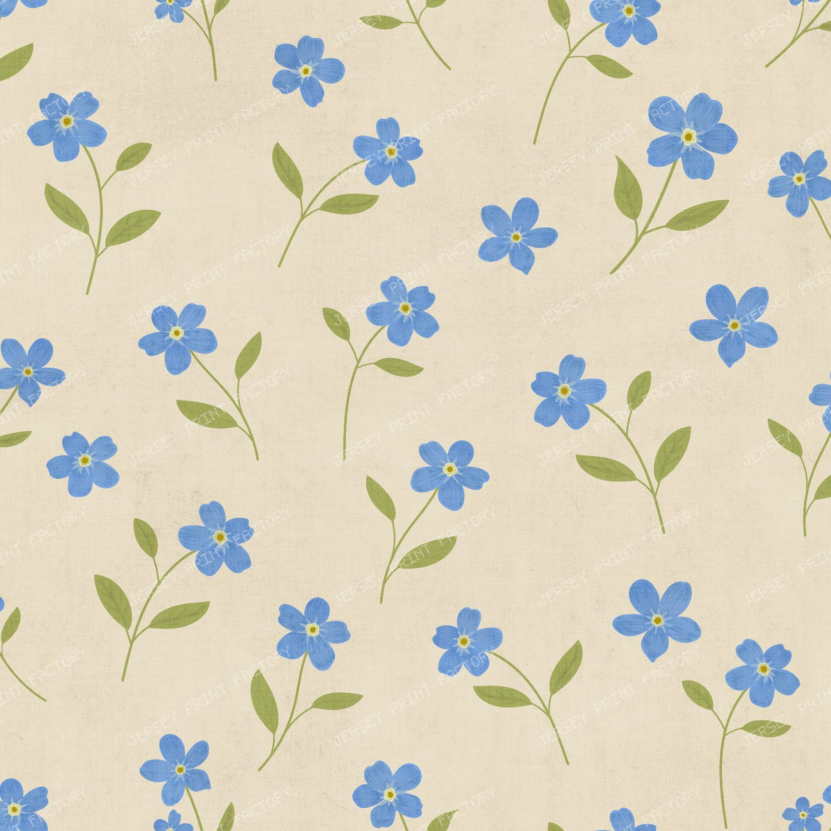 Hand Painted Blue Forget Me Not Floral Pattern