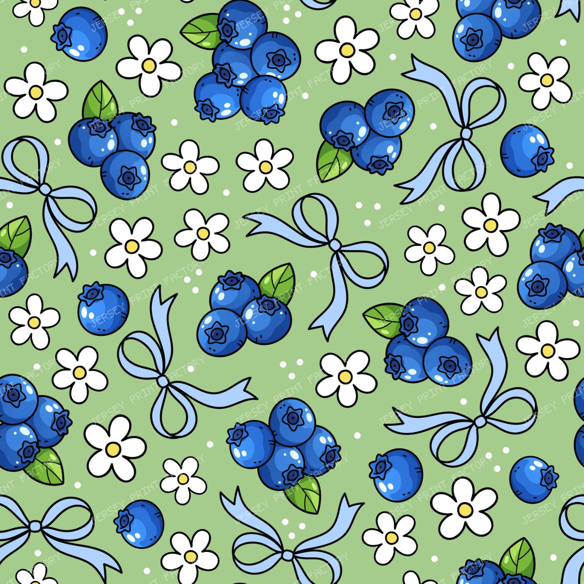 Blueberries Daisies And Bows Fruity Coquette Floral Butter Navy (1)