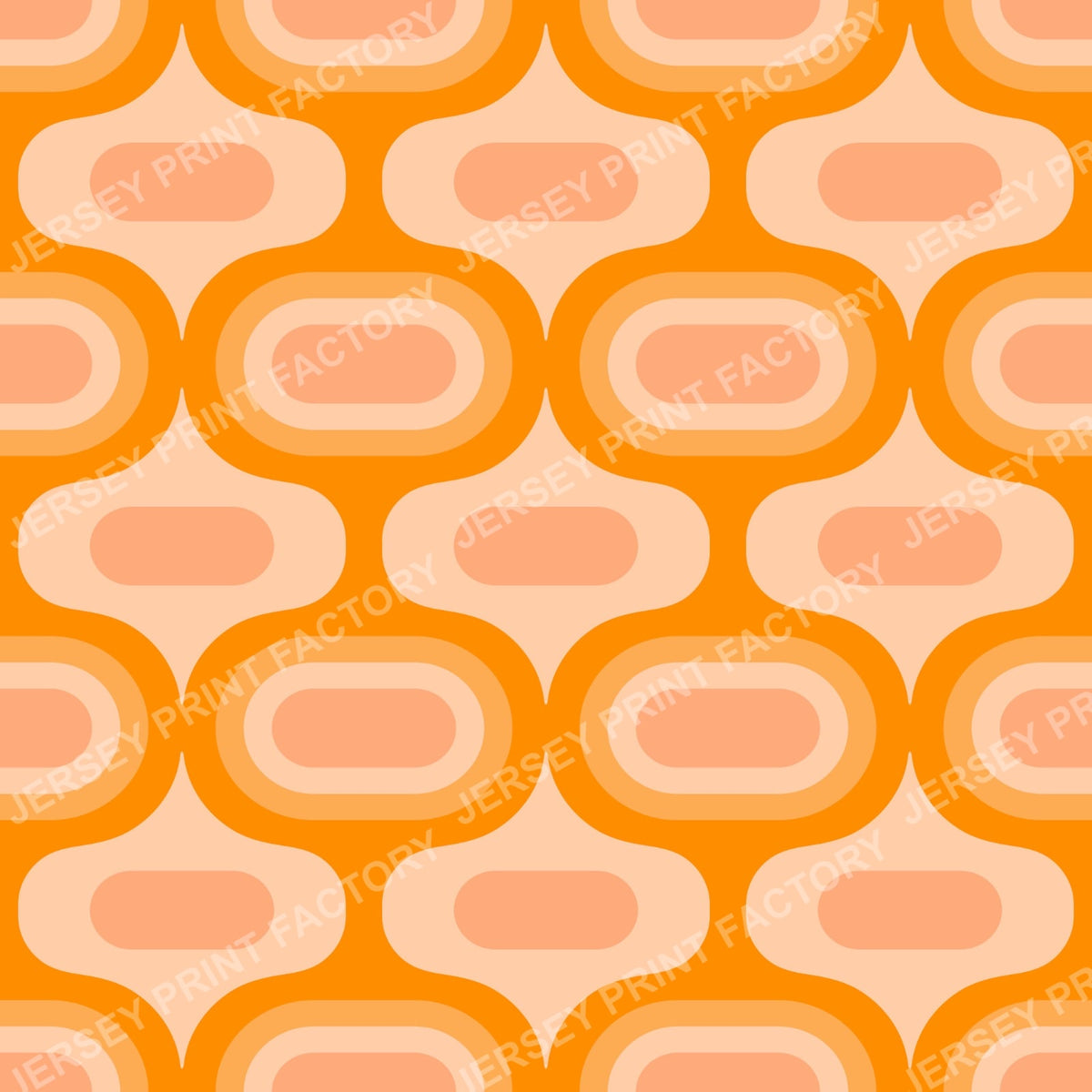 Retro Atomic Ogee Pastel Orange Fabric