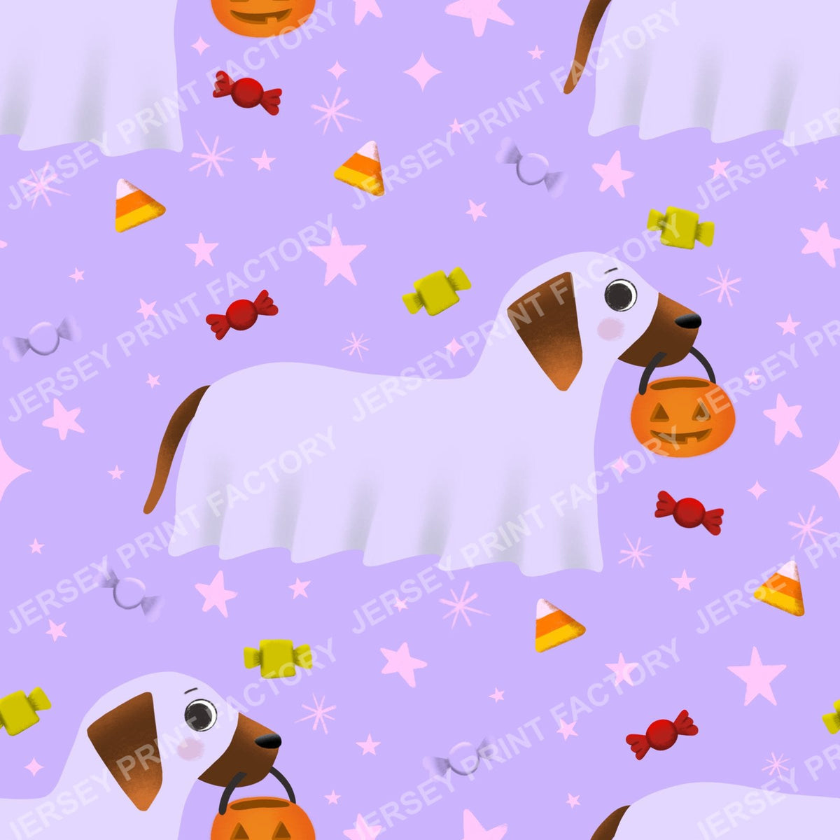 Trick Or Treat Dachshund Dog Halloweenie – Sheer Ghost On Lavender