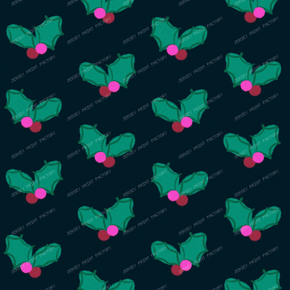 Christmas Holly on Purple — Deep blue