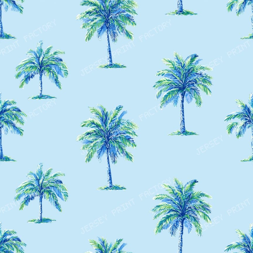Happy Palm Trees on Blue