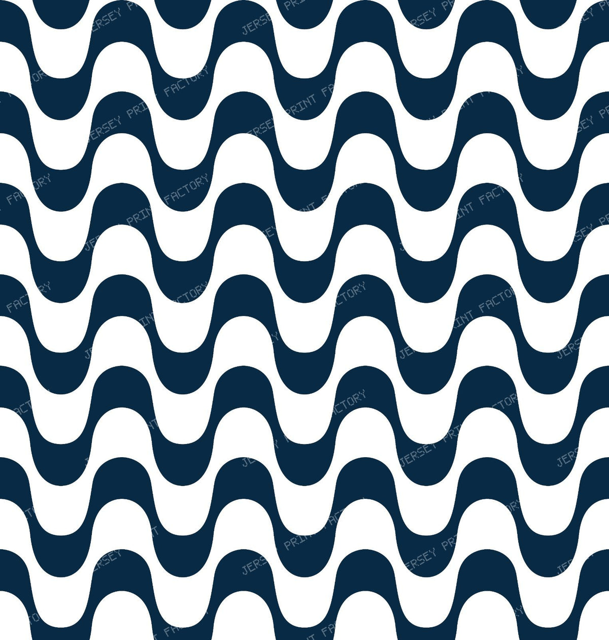 Black and White Copacabana Pattern, Copacabana Sidewalk, Beach Pattern — Navy Blue 1