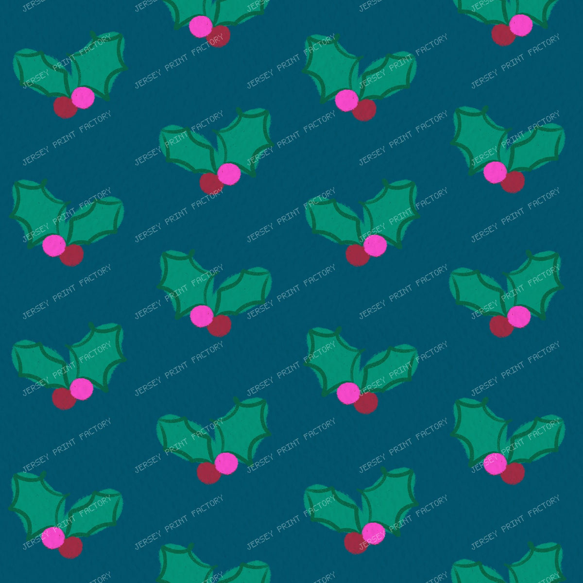 Christmas Holly on Purple — Teal