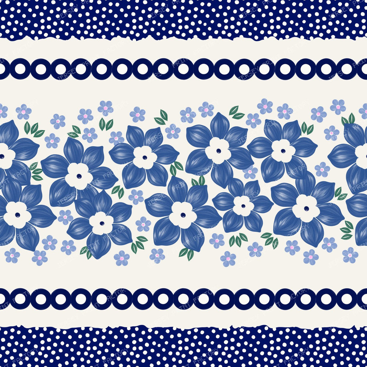 Polish Pottery Forget Me Knot Boquet Floral Stripes With Mosquito Dots On Stoneware Ivory
