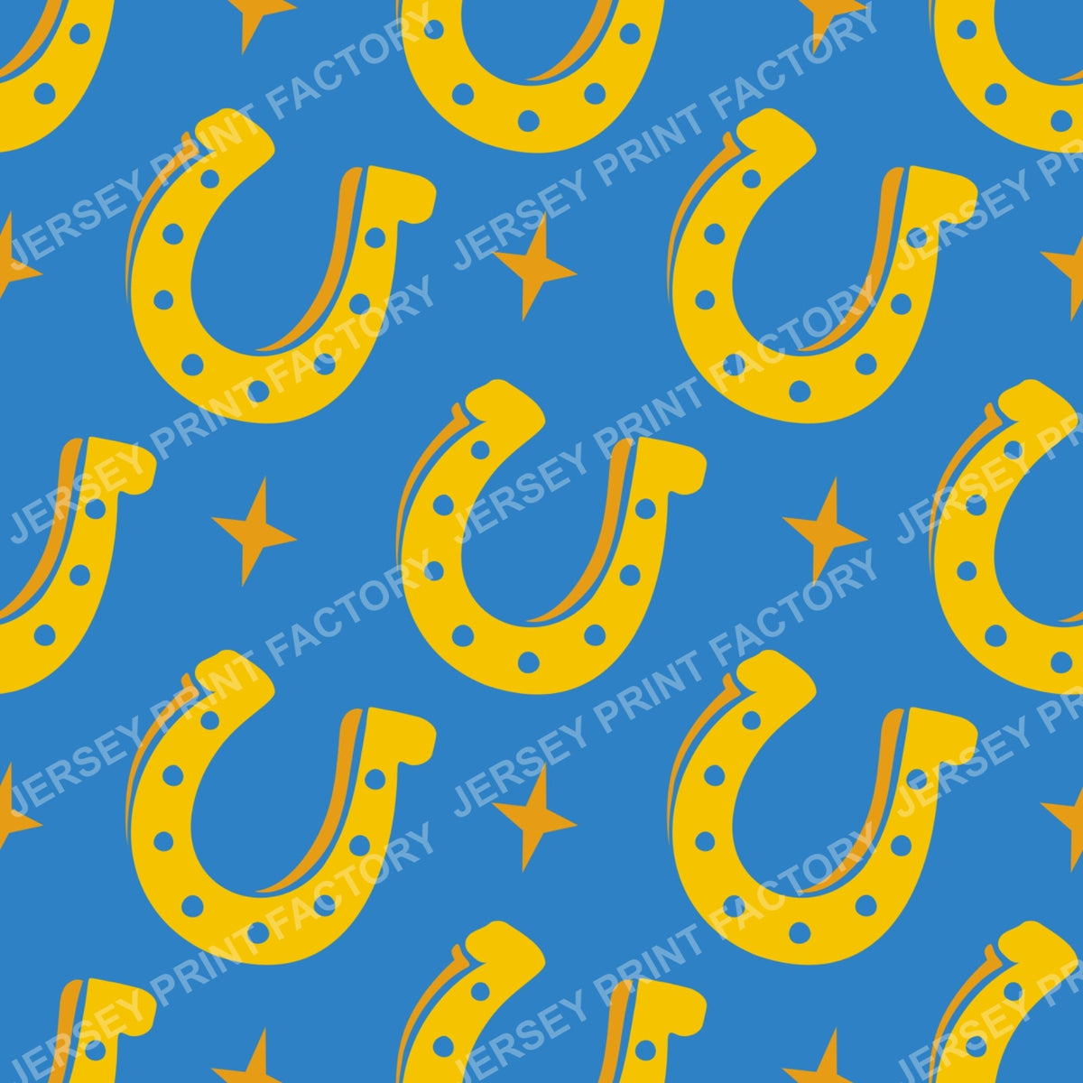 Lucky Horseshoe Pattern. Western Ranch Rustic Equestrian Design. Blue.