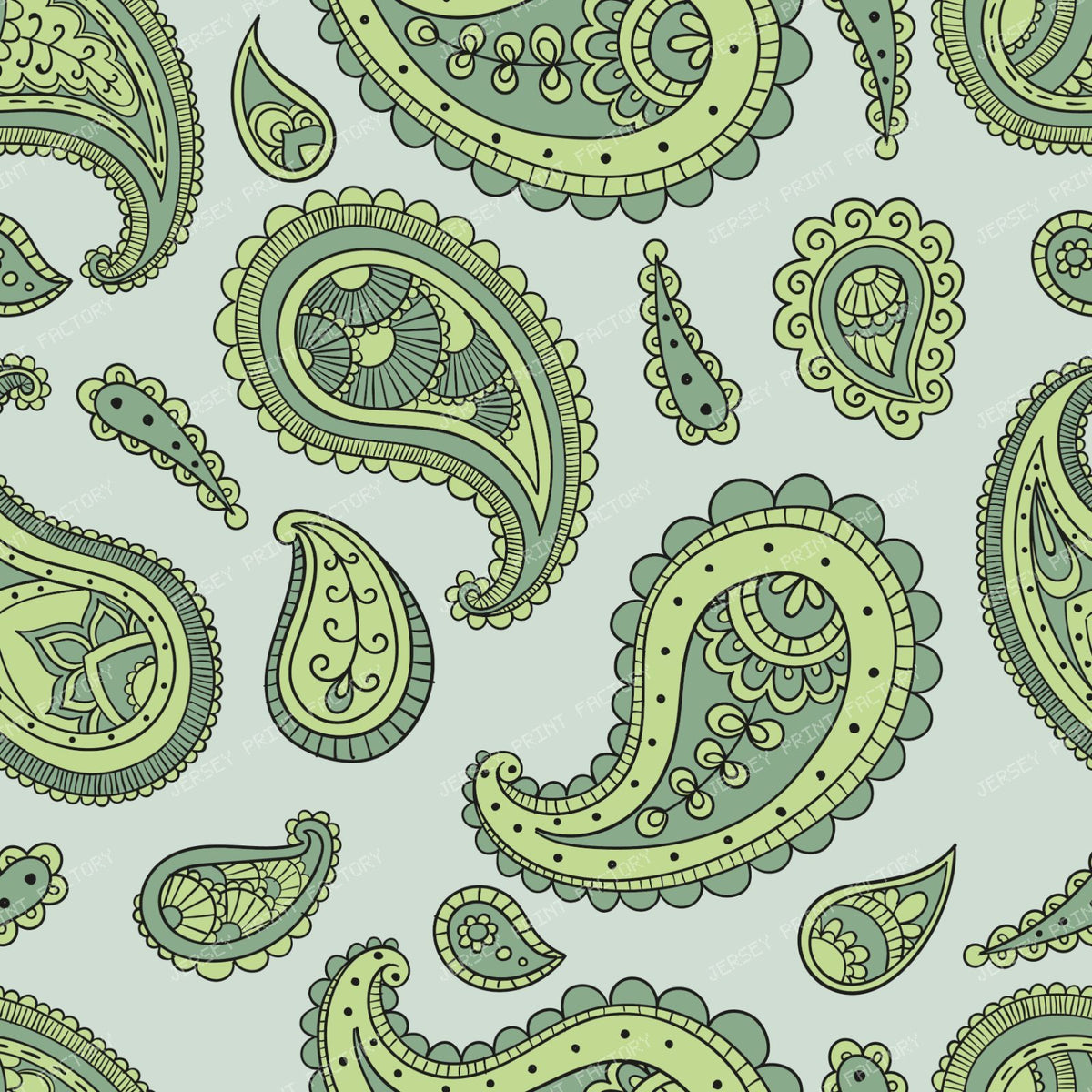 Blue Paisley, Persian Paisley, Paisley Pattern — Green 2