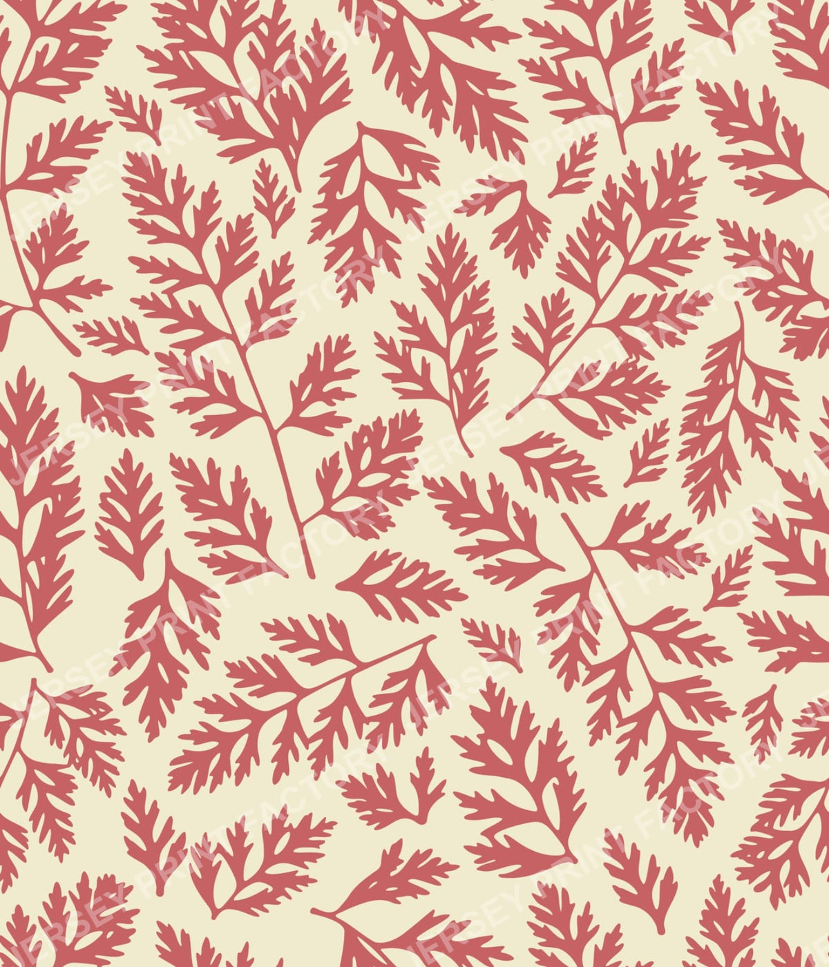 Botanical Fern Leaves - Dusty Pink on Cream