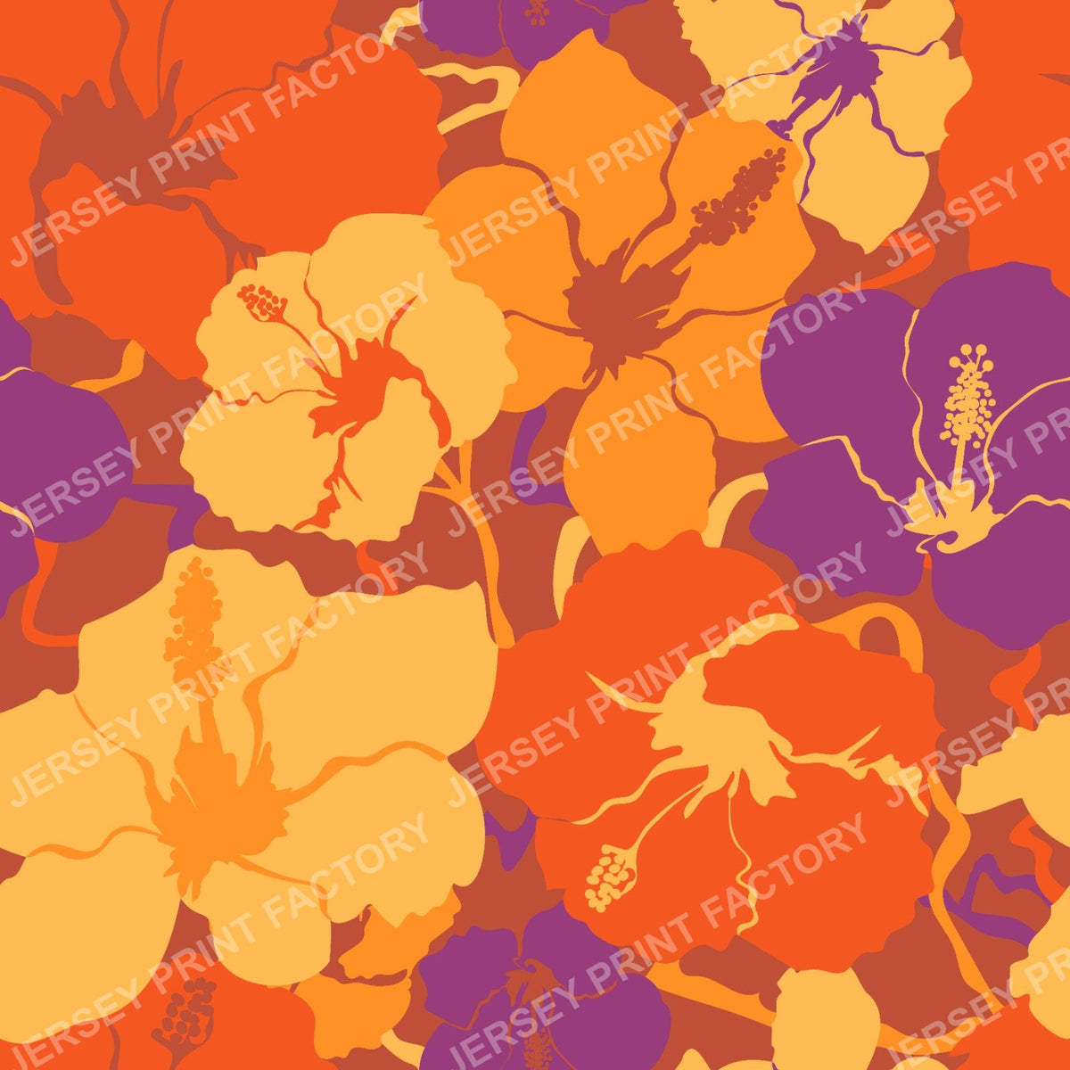 Hawaiian Hibiscus Floral in Rusty Orange