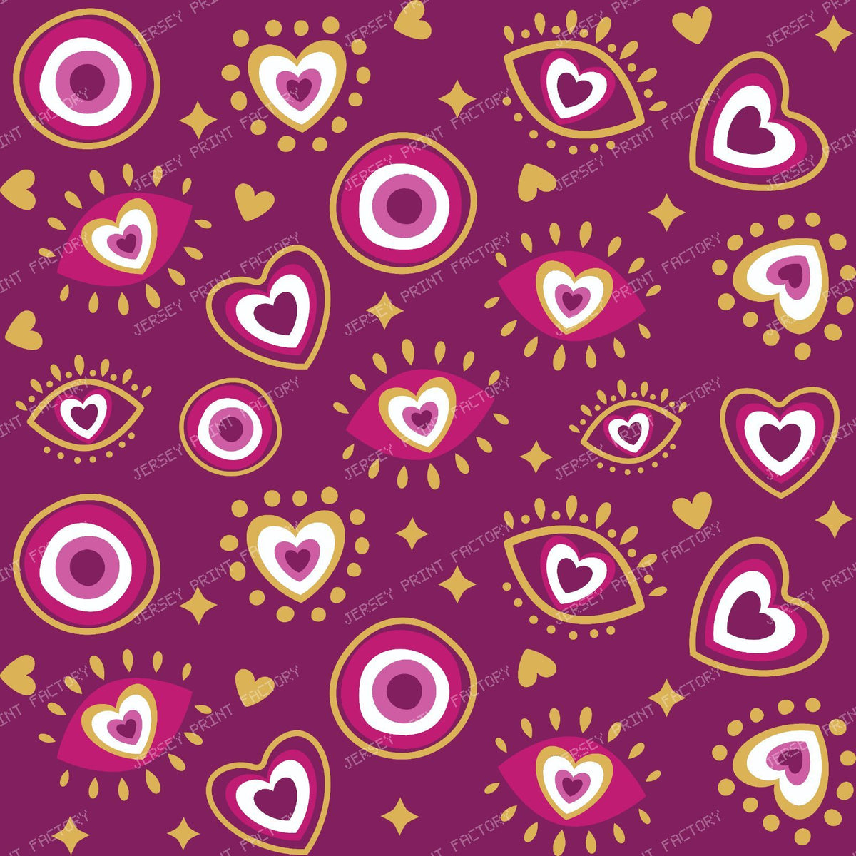 Evil Eye Pattern, Turkish Eye, Mati, Nazar, Hearts, Blue, Gold — Pink 3