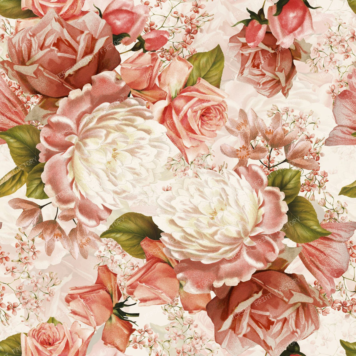 Blush Coral and Cream Roses – Traditional Victorian Grandmillennial Romance-Peach
