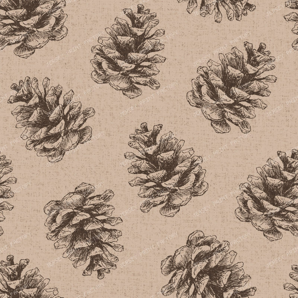 Pine Cone Tossed - Christmas Organic Modern Botanical - Camel Tan — Taupe Brown