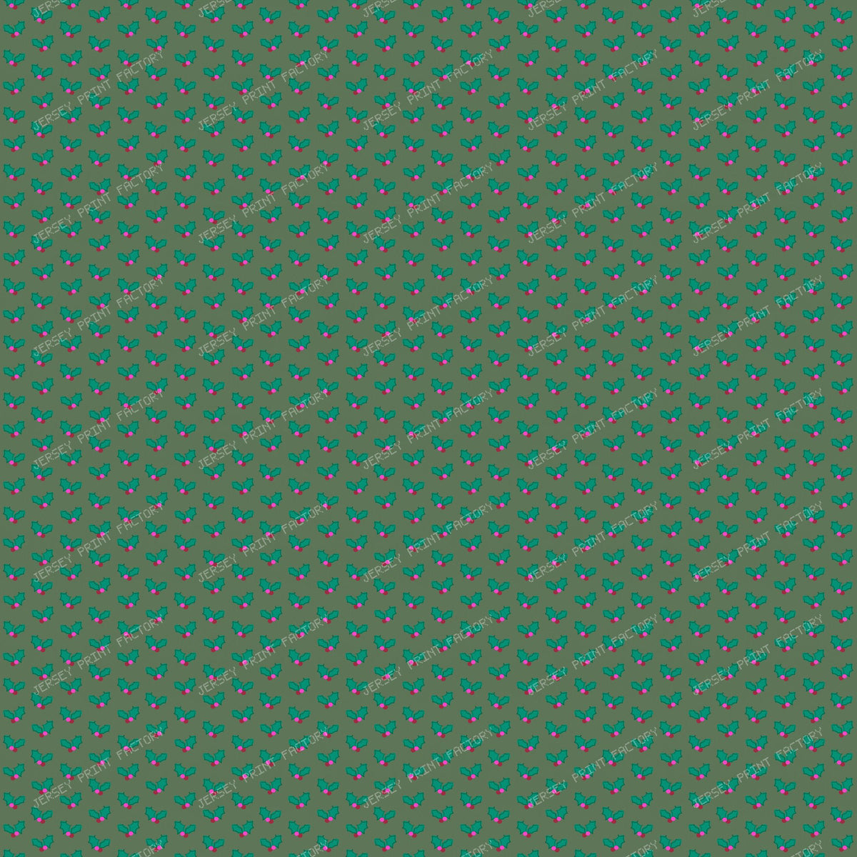 Christmas Holly on Muted Green