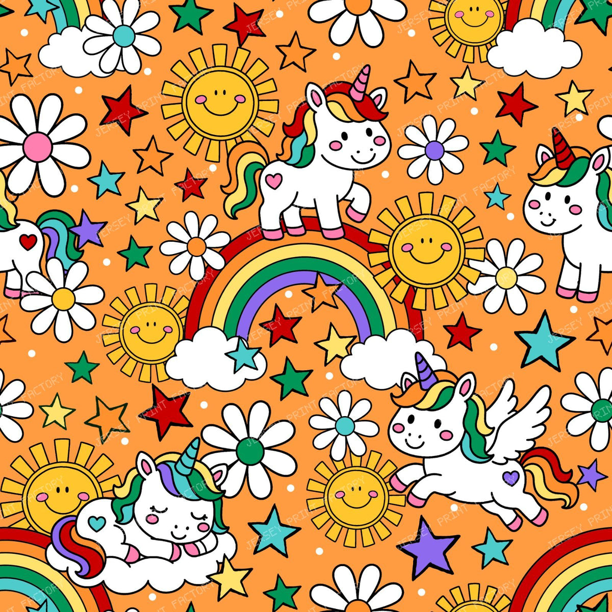 Unicorns Sunshine and Rainbows in Orange