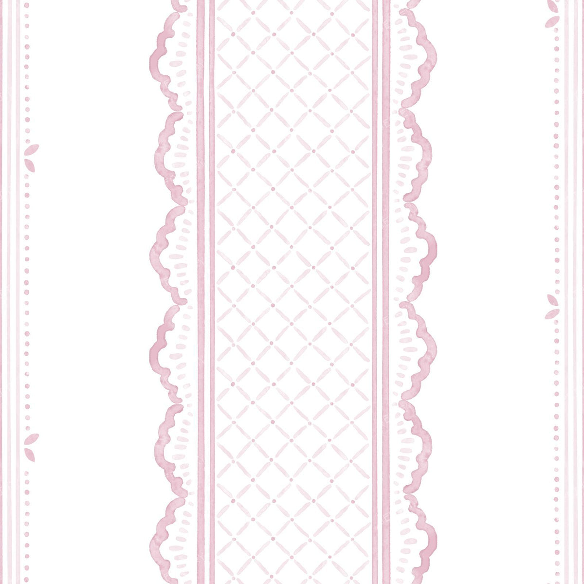 Lace Stripe Floral Grandmillennial Cottage - Light Blue and White — Pink and White