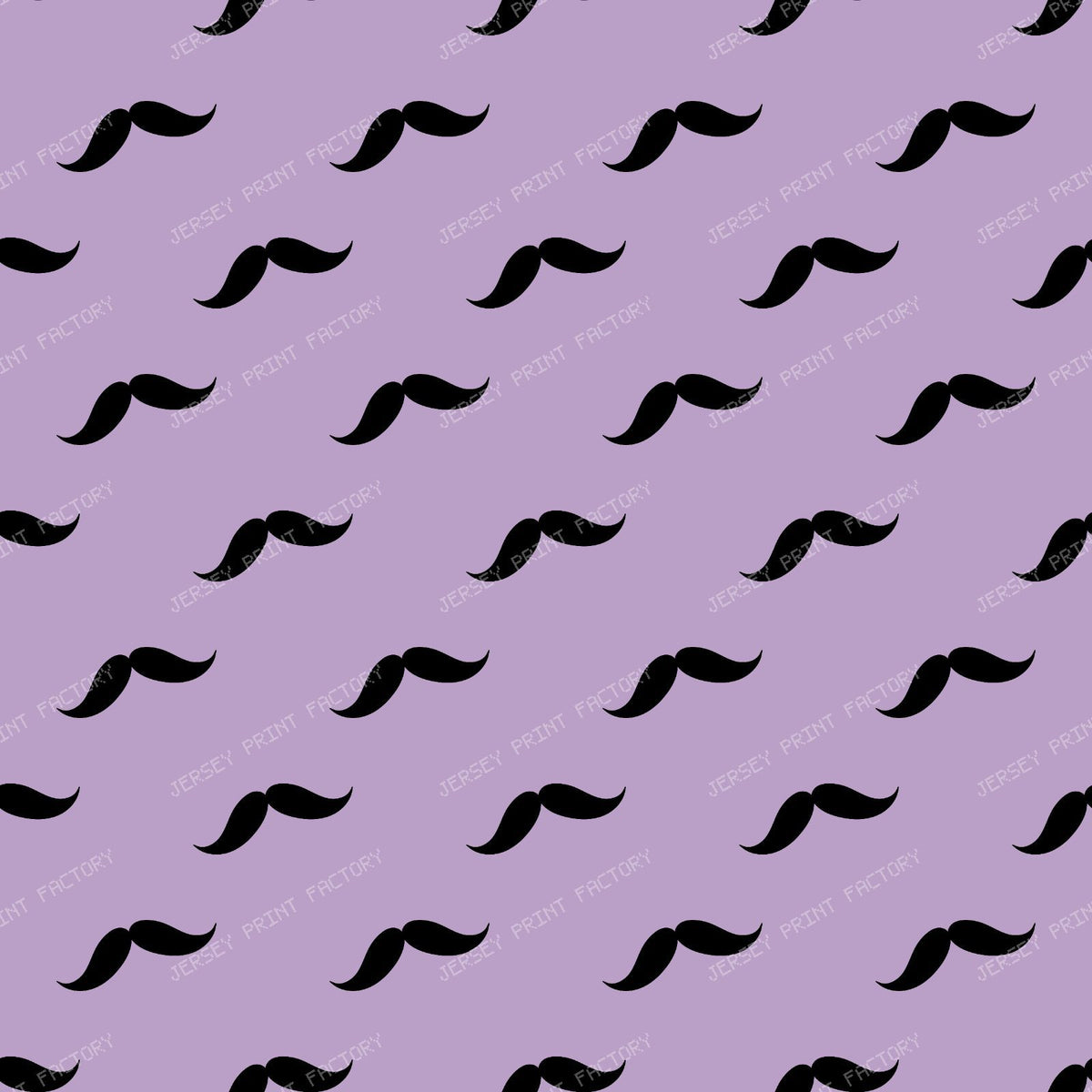 Mustache Pattern, Curly Mustache, Black and White — Purple 2