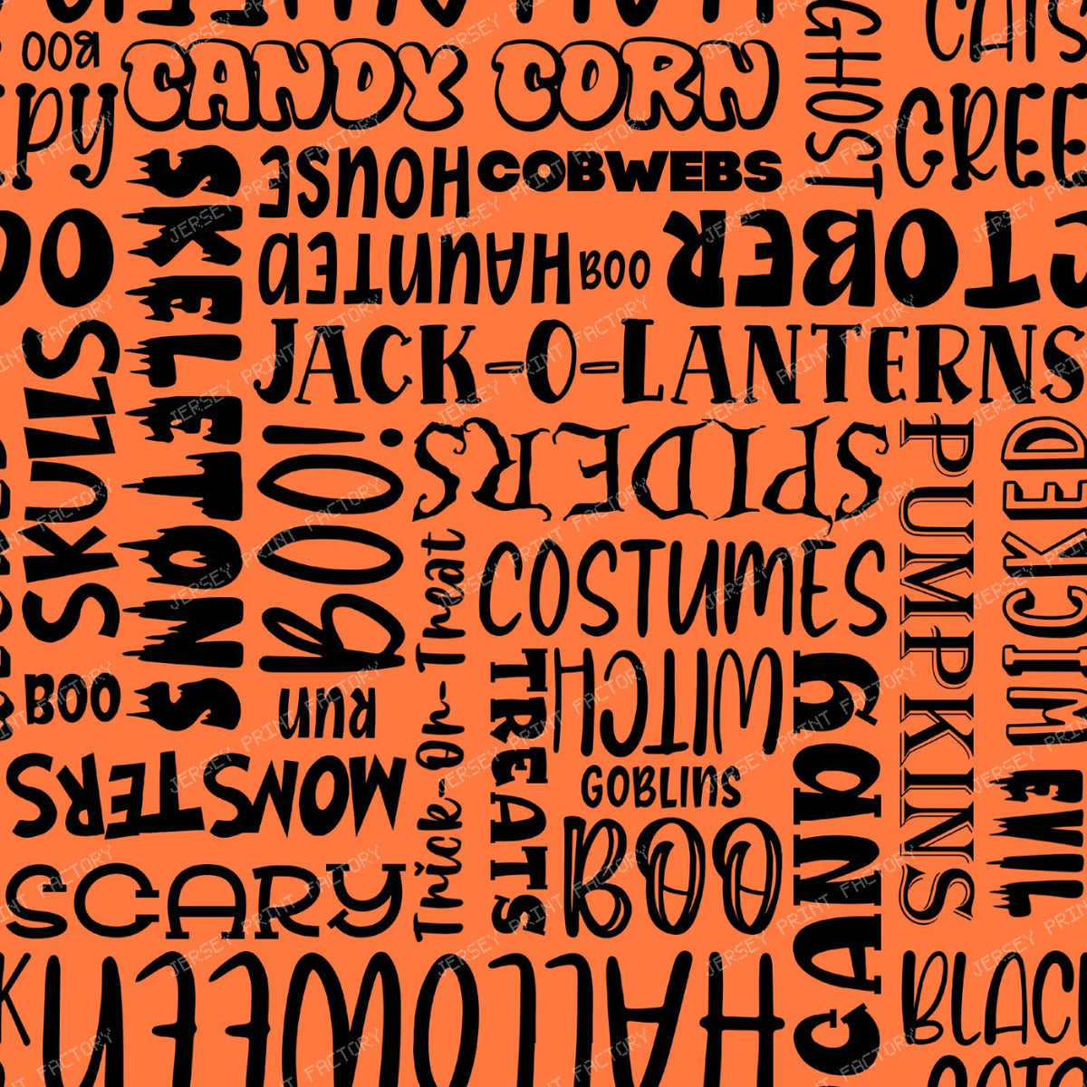 Halloween Word Cloud Sayings Black On Orange