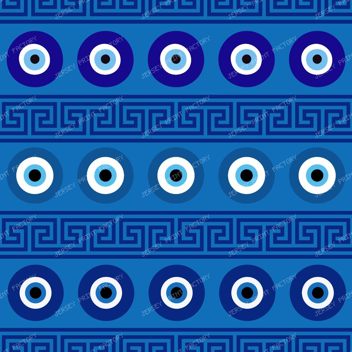 Evil Eye Pattern, Turkish Eye, Mati, Nazar, Meander Key — Navy Blue 3
