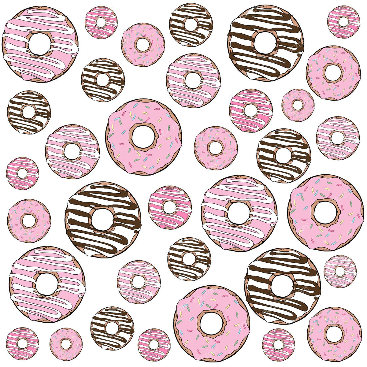 Donut Pattern, Chocolate Donuts, Caramel Donuts — Pink and White