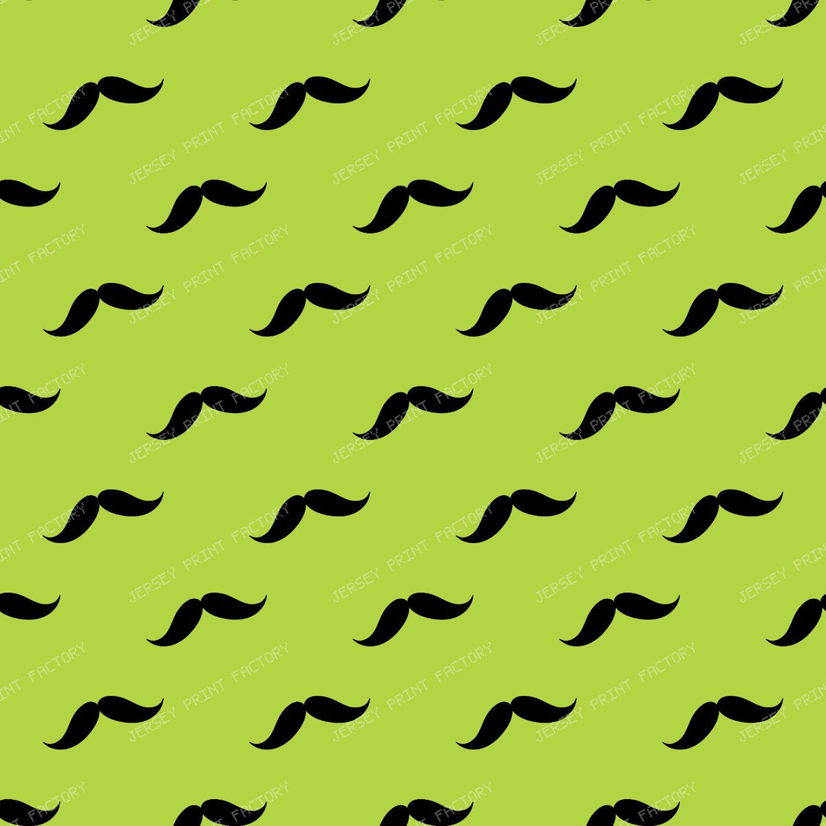 Mustache Pattern, Curly Mustache, Black and White — Green 3