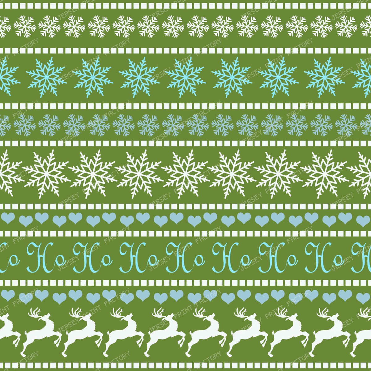 Ugly Christmas Sweater, Snowflakes, Hearts, Reindeer, Blue — Green 1