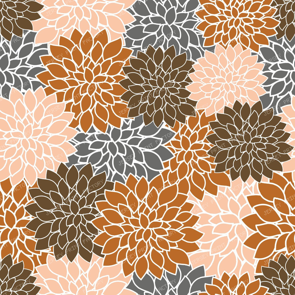 Blue Dahlia, Brown Dahlia, Orange Dahlia, Floral Pattern — Colorful 6