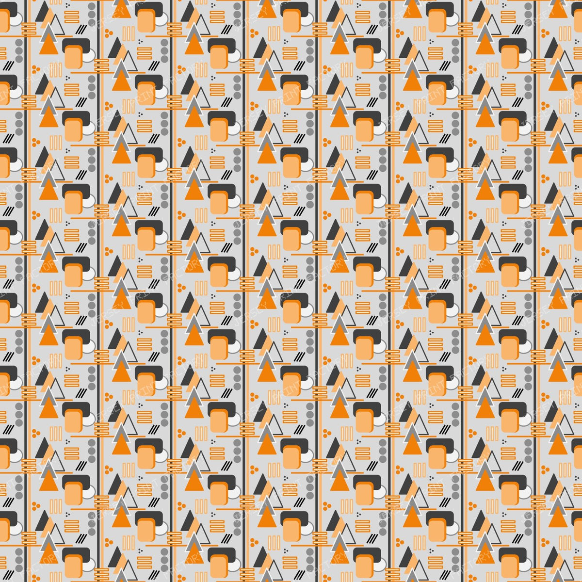 Geometric Abstract in Cool Colors — Orange, Gray, Black