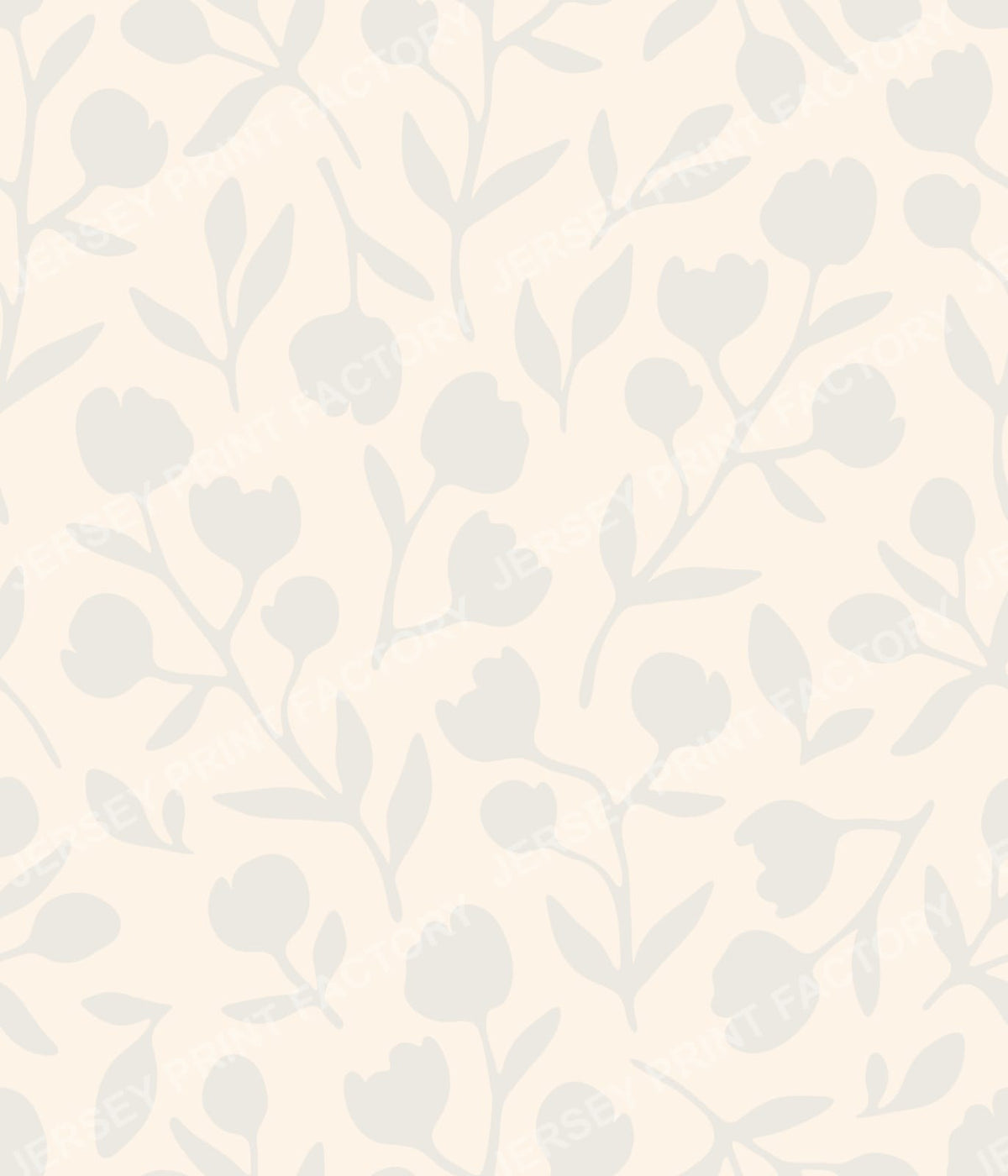 Fleurline - Modern Vintage Floral Silhouette - Light Grey on Cream