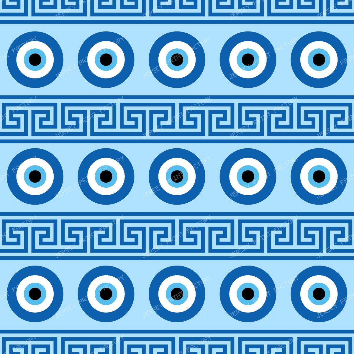 Evil Eye Pattern, Turkish Eye, Mati, Nazar, Meander Key — Blue 5