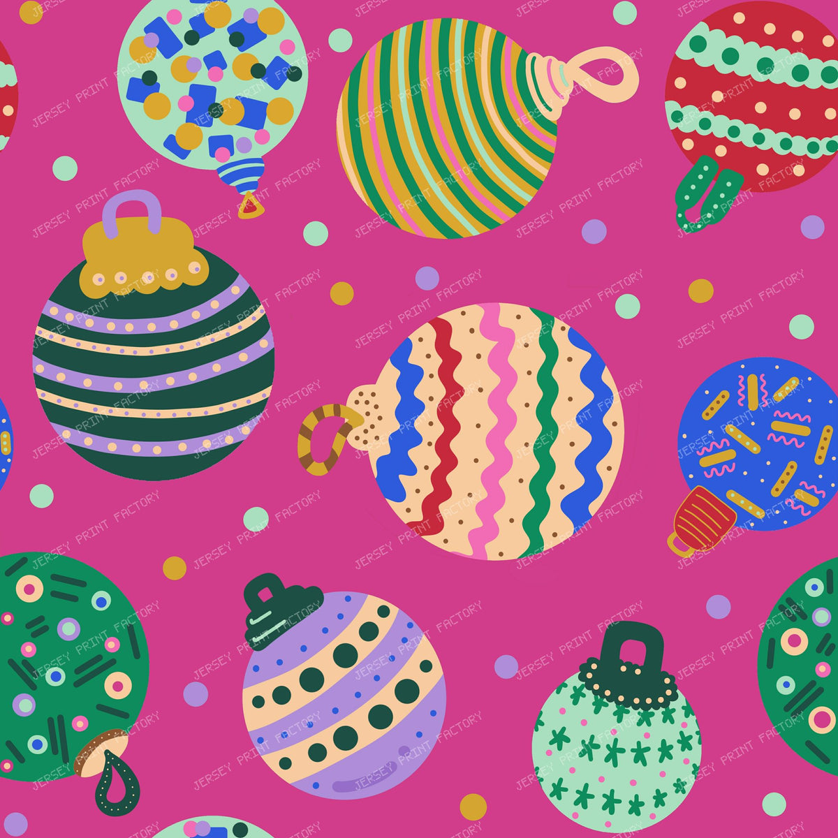 Christmas Baubles on Hot Pink - Festive Holiday Ornaments