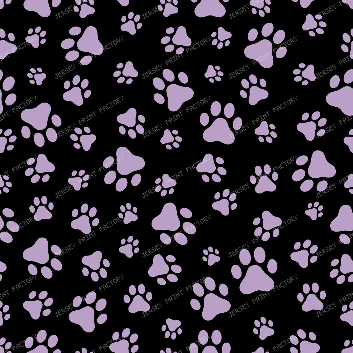 Pattern Of Paws, Dog Paws, Black and White — Purple 4