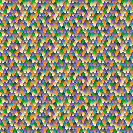 Mermaid scales in Orange, Green and Purple