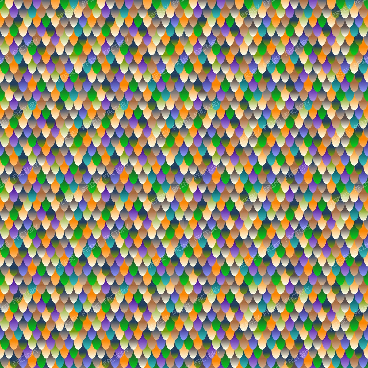 Mermaid scales in Orange, Green and Purple
