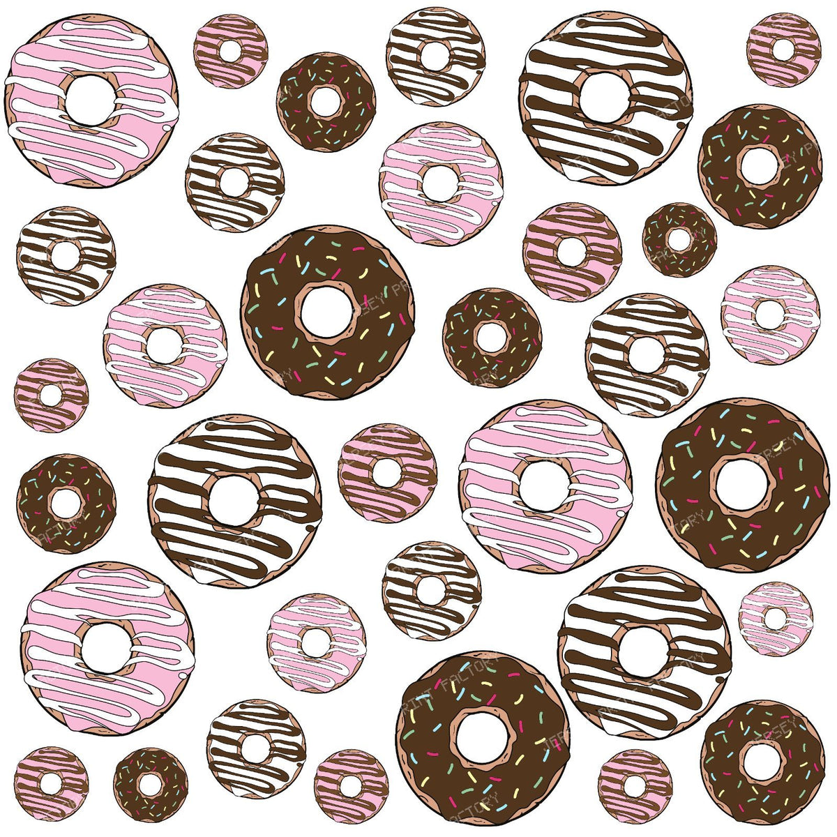 Donut Pattern, Chocolate Donuts, Caramel Donuts — Pink and Brown