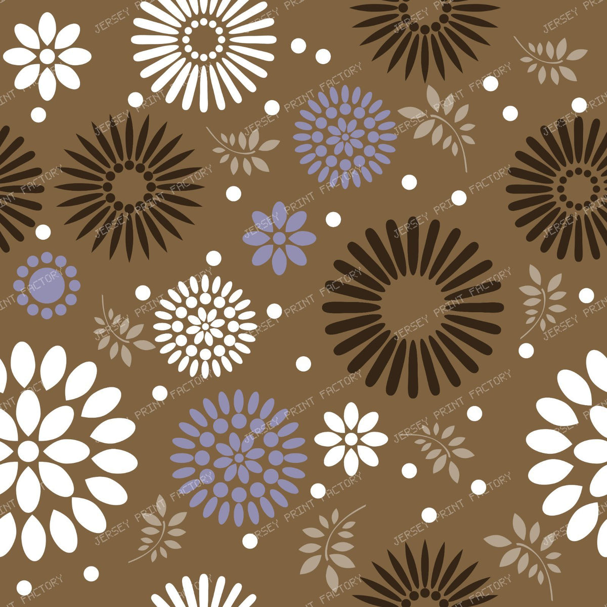 Colorful Flowers, Retro Flowers, Leaves, Dots, Floral Pattern — Colorful 6
