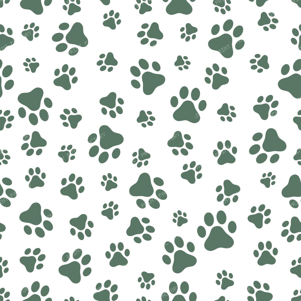 Pattern Of Paws, Dog Paws, Black and White — Green 4