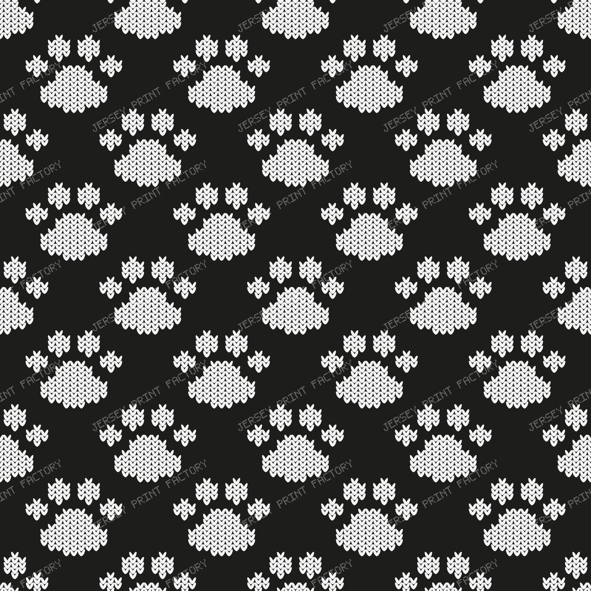 Pattern Of Paws, Dog Paws, Knitted Paws, Black and White