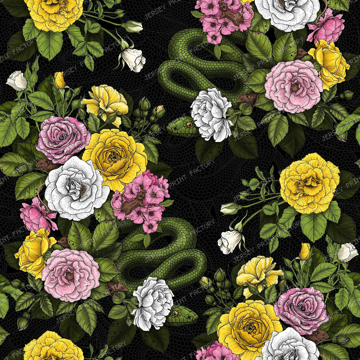 Hidden in the roses — in green, yellow, pink and white