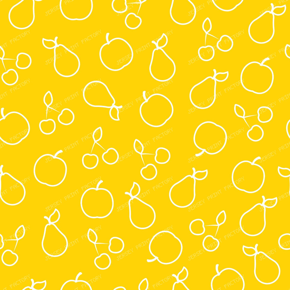 Fruit Pattern, Summer Pattern, Apple, Pear, Cherry, Purple — Yellow