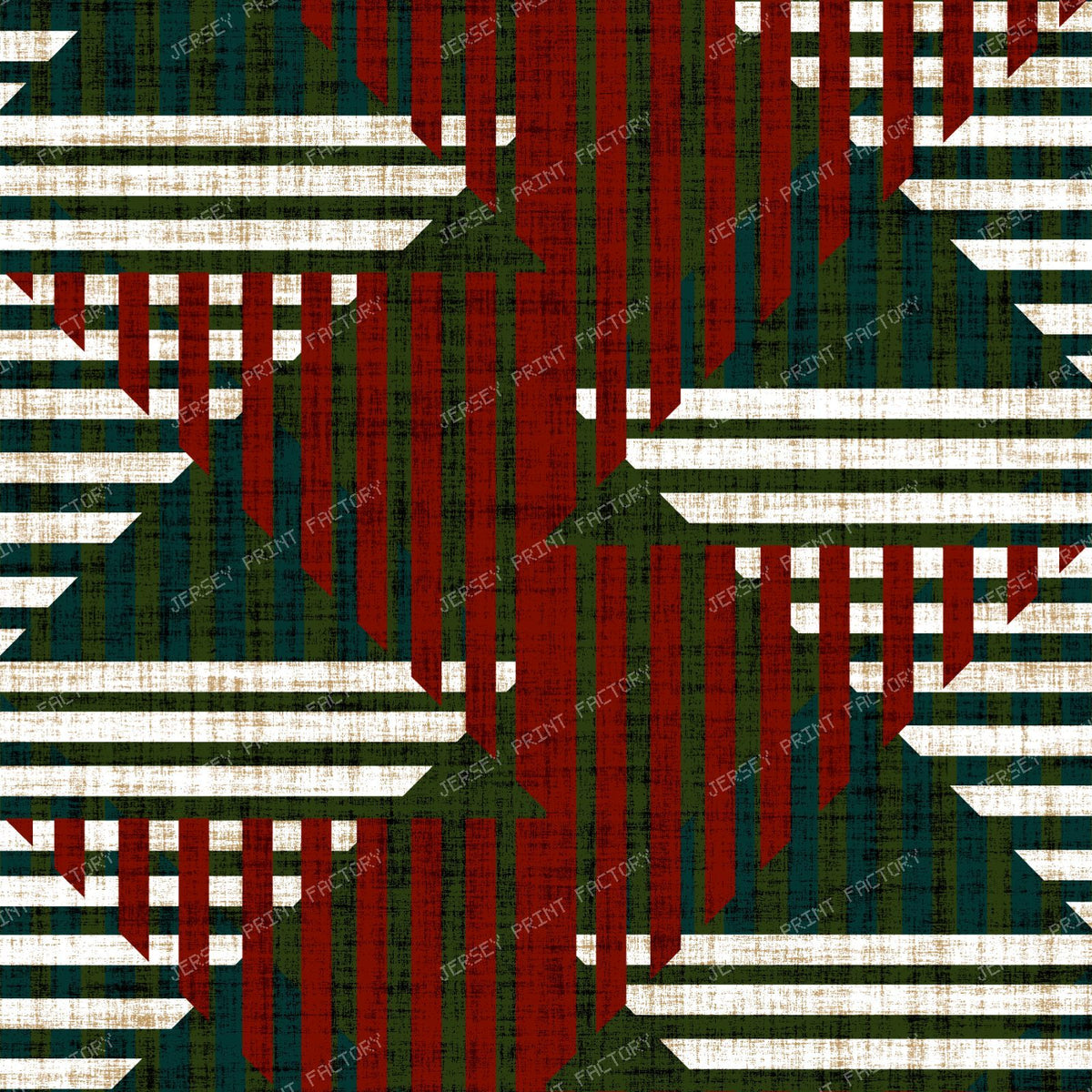 Maximalist Christmas Geometric Weave in Red and Green
