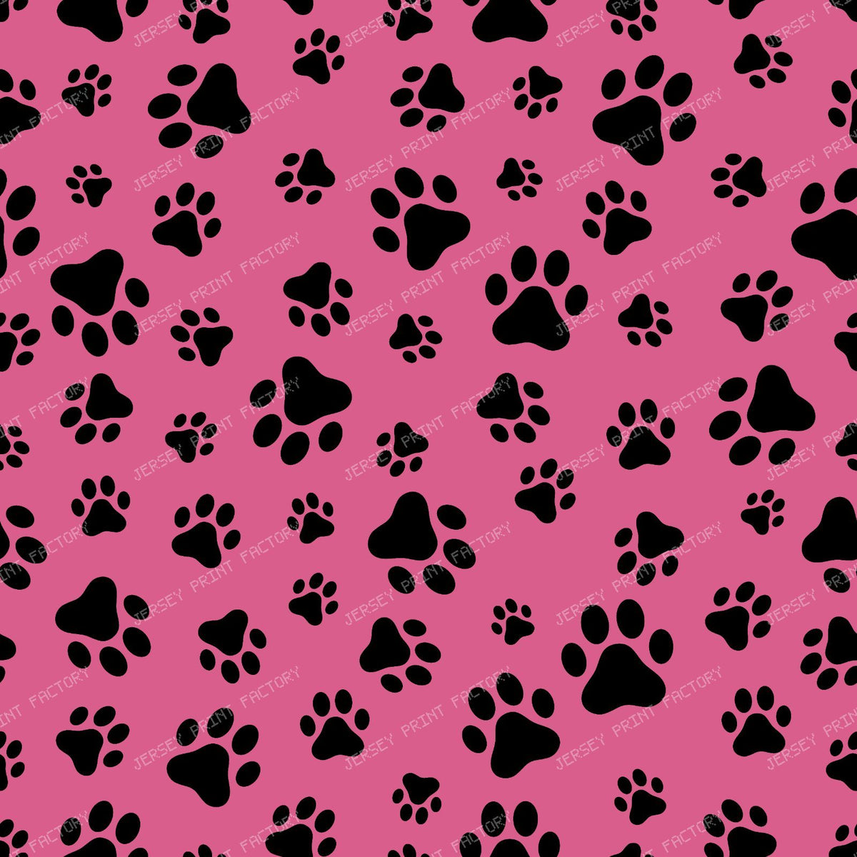 Pattern Of Paws, Dog Paws, Black and White — Pink 8