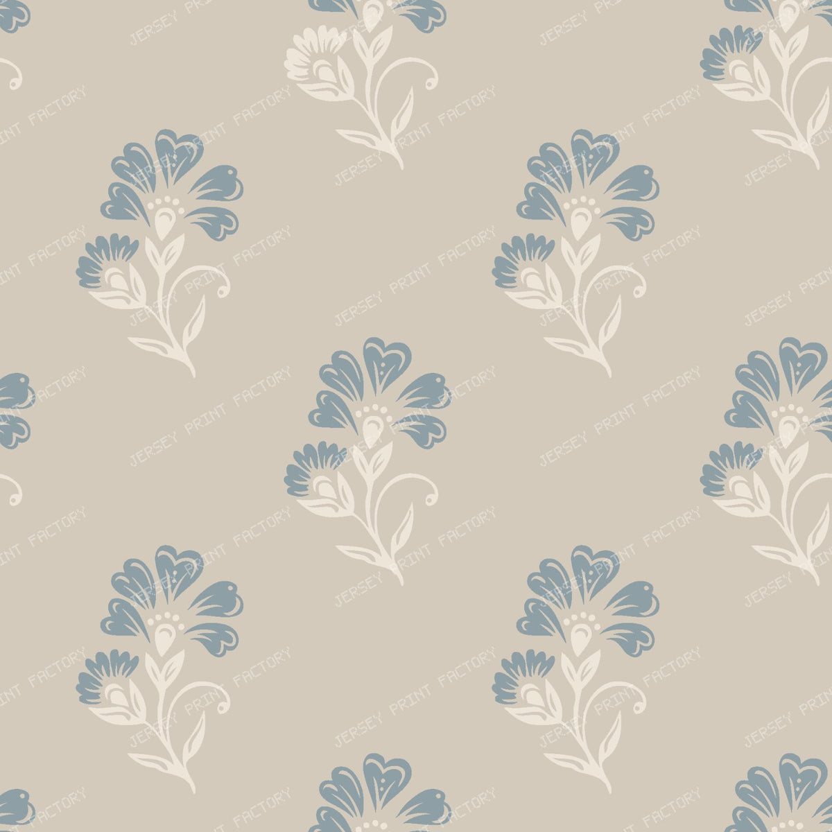 Beatrice 3 Colour Block Print Floral Beige & Blue