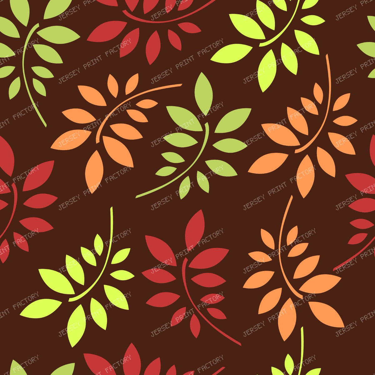 Blue Leaves, Green Leaves, Boho, Leaf Pattern — Orange