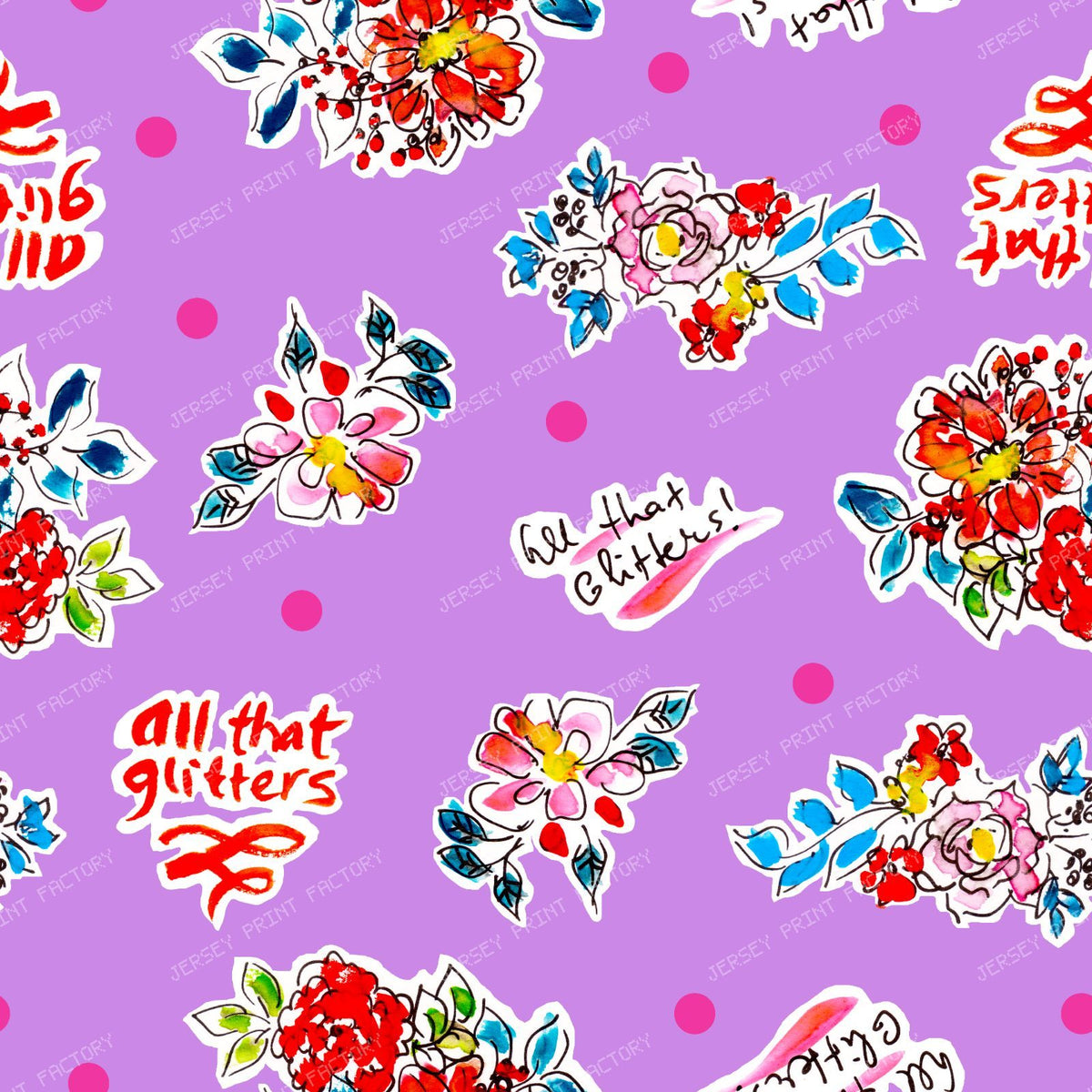 Sketchy Blooms — Bright Floral on Lilac Purple